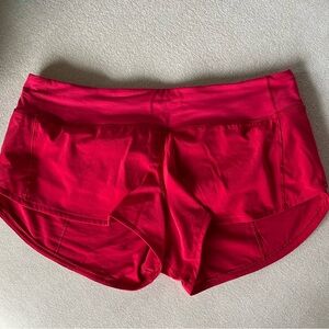 Excellent condition Lululemon Red Speed Up Shorts, Size 8